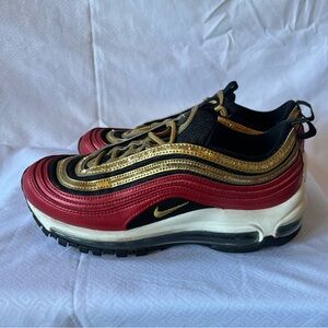 Nike Women’s Air Max 97 Trail Running Shoes, University Red/Metallic Gold Size 7